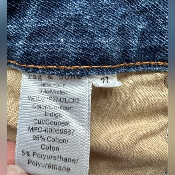 Rag & Bone Alex High Rise Straight Leg Jeans Blue Denim Indigo Wash Size 27 - Picture 10 of 15